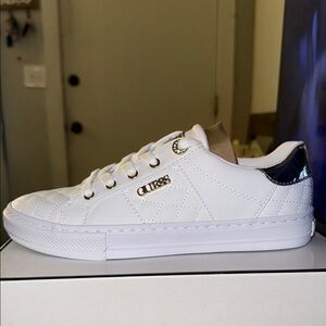 Guess Quilted White Sneakers with Metallic Detail